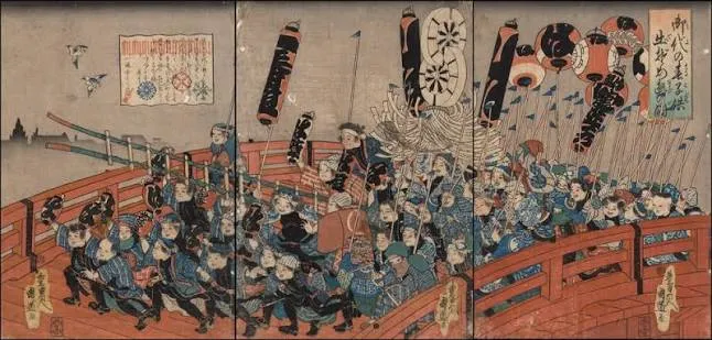 Estampe ancienne du Tango no sekku au Japon